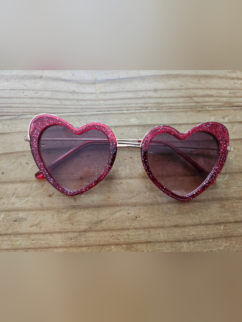 Red Glitter Heart-Shaped Sunglasses